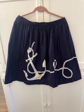 J. Crew Navy Gathered Cotton Skirt